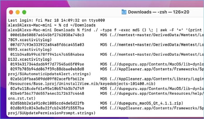 inserisci il comando nel terminale mac