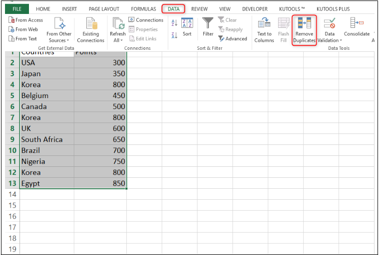 rimuovere i duplicati dai dati