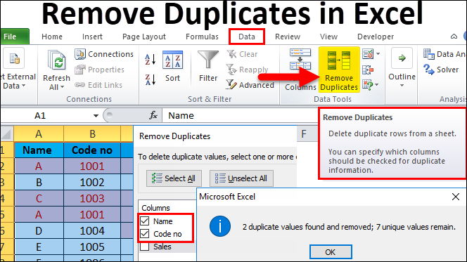 Excel Formula To Remove Duplicate Rows