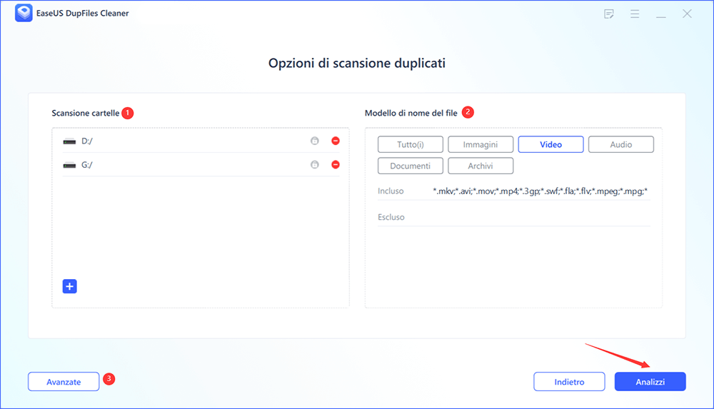 eliminare video duplicati passaggio 1