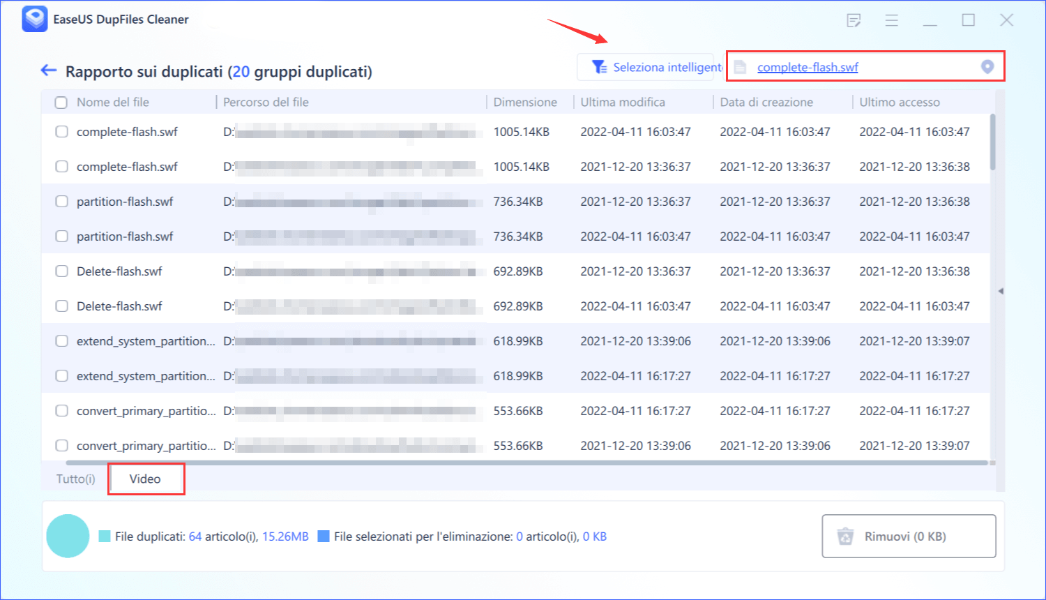 eliminare video duplicati passaggio 4
