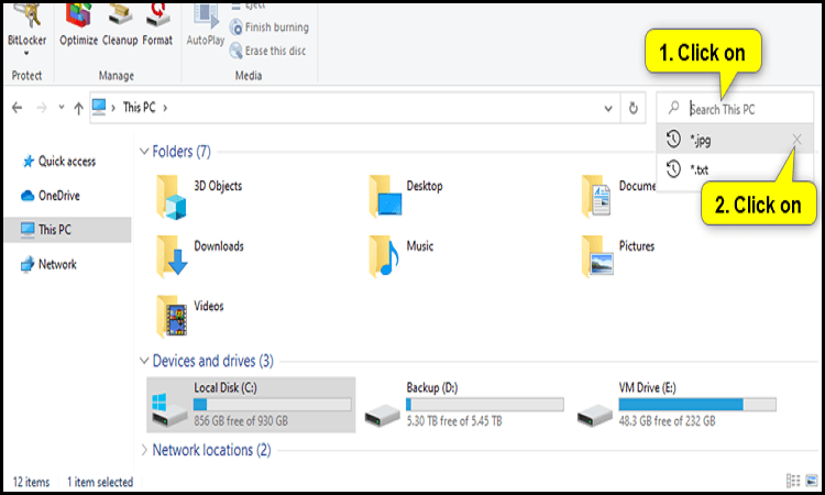 Esplora file di estensione di ricerca