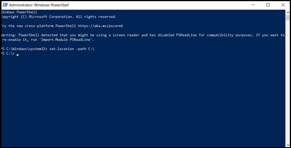 impostare la posizione Windows Powershell