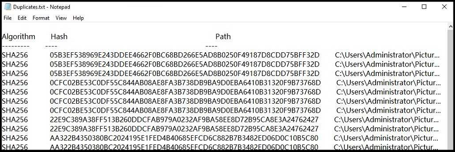 file di testo di file duplicati