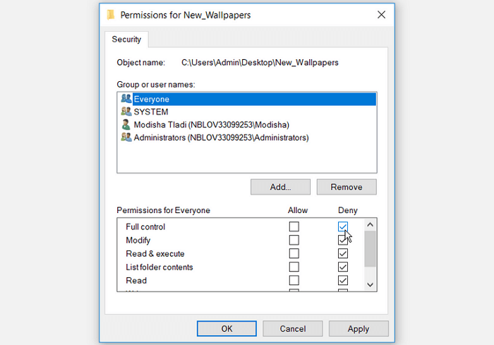Configura le impostazioni delle autorizzazioni -3