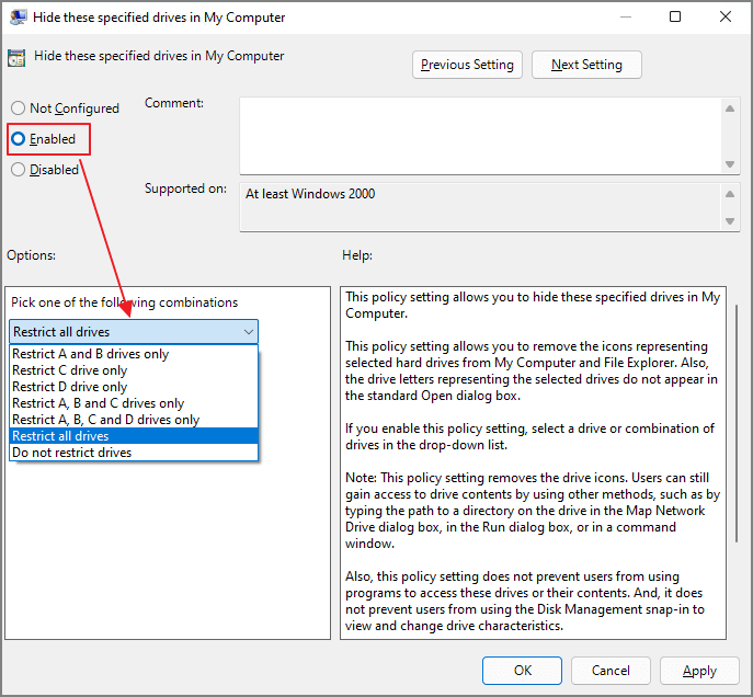 abilita l'occultamento dell'unità