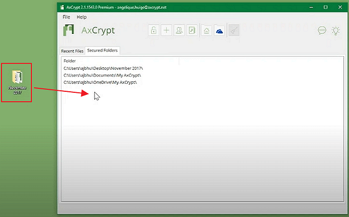 trascina i file per criptarli