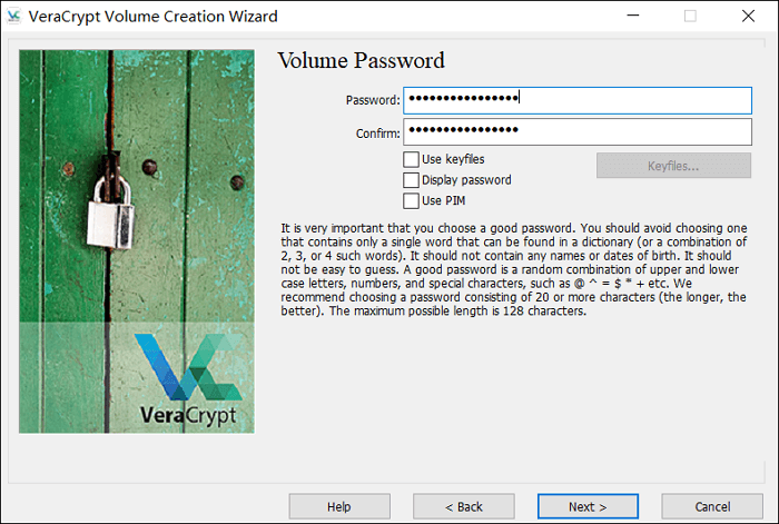 imposta la password di cifratura