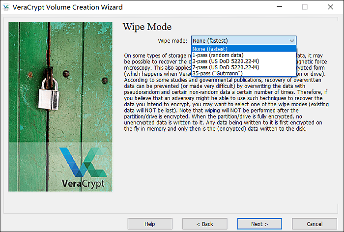 seleziona la modalità di cancellazione
