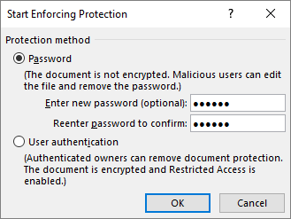 applica la password di protezione