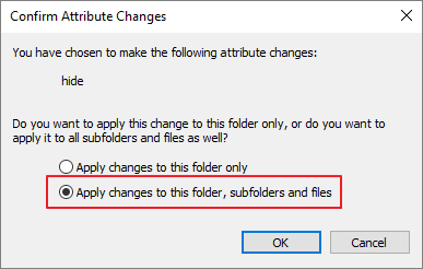 nascondere subfolder