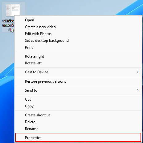aprire la proprietà del file