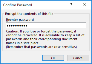 inserisci di nuovo la password per confermare