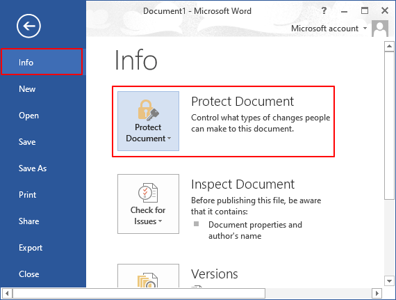 Funzione di apertura del documento integrata