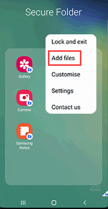 cartella sicura aggiungi file samsung