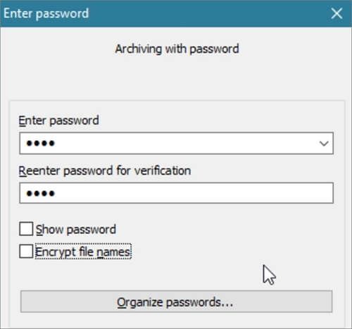 impostare la compressione della password
