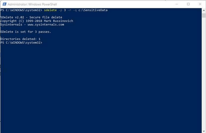 distruggi i file con sdelete