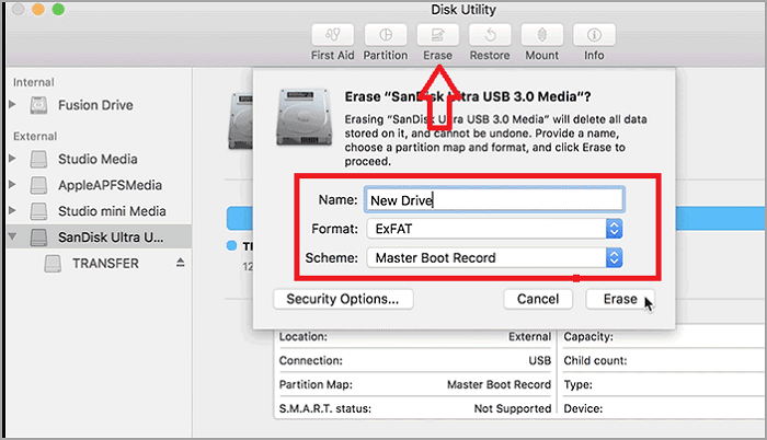 fare clic sul pulsante cancella