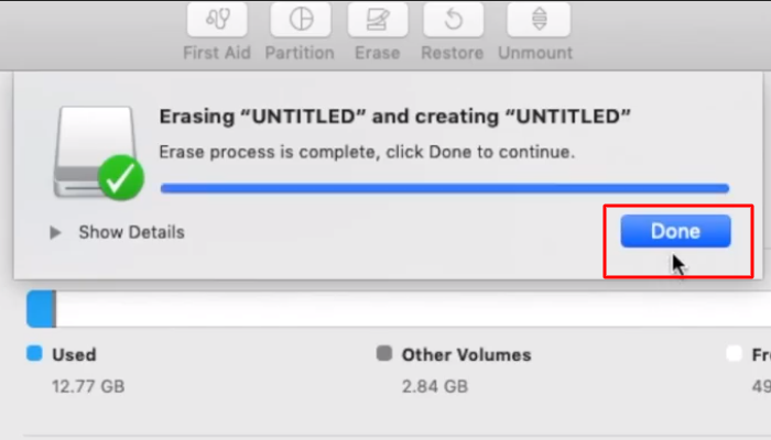 Fare clic su Fine per completare la formattazione