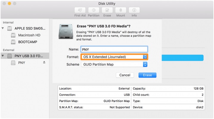 Fare clic sulla casella a discesa Formato