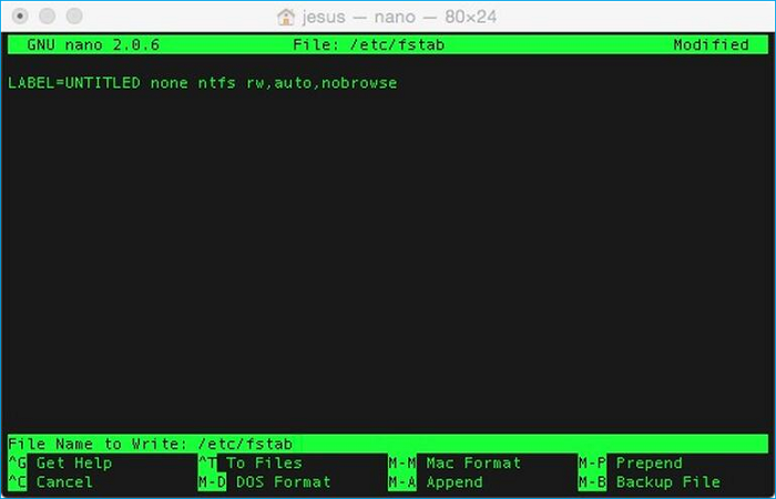 abilitare la scrittura da terminale