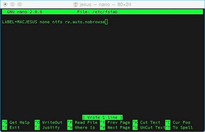 abilitare la scrittura da terminale