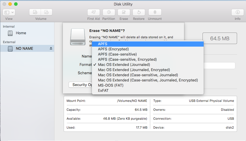 Formatta l'unità Toshiba