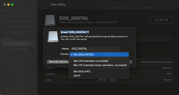 formattare l'unità USB
