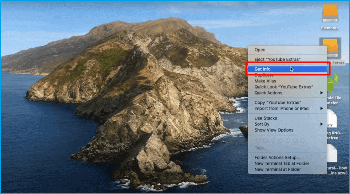 Fare clic con il pulsante destro del mouse e selezionare Ottieni informazioni