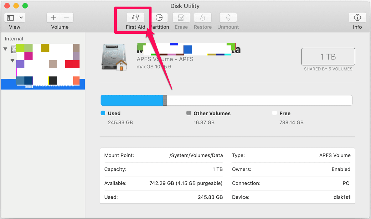 Esegui Utility Disco Pronto Soccorso su Mac