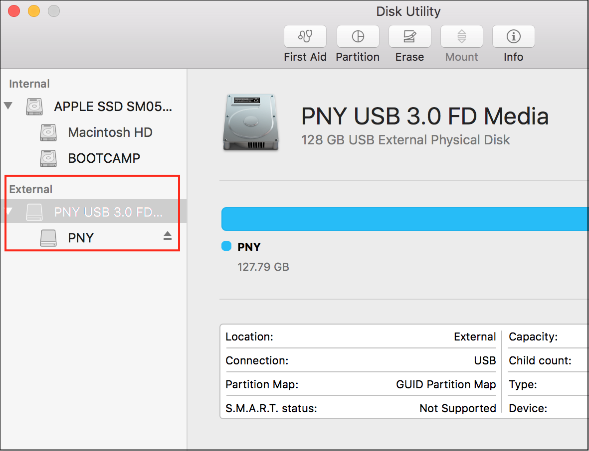 seleziona unità esterna su mac