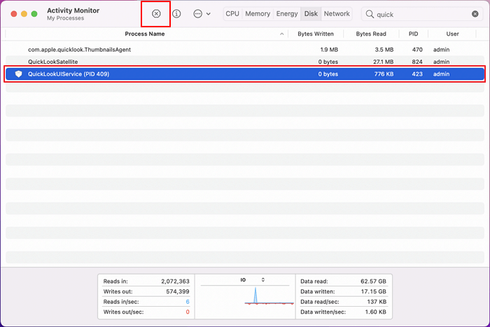 Terminare il processo in esecuzione che sta utilizzando il disco