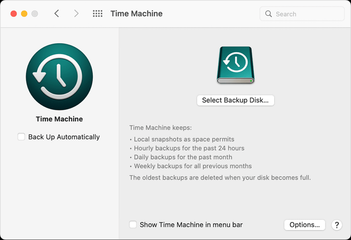 Utilizzare Time Machine per il backup dei dati
