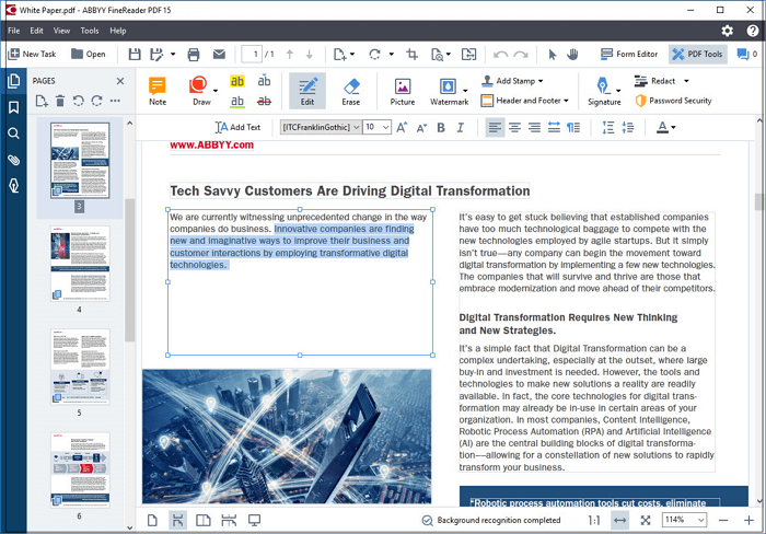 Abby FineReader editor - Windows PDF editor