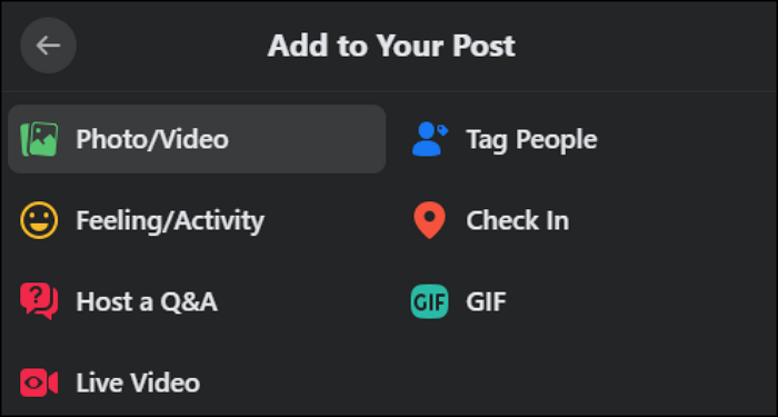 Aggiunta di un file immagine al post