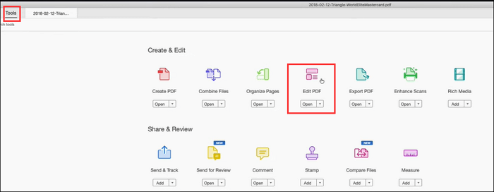 Apri la finestra di modifica del PDF