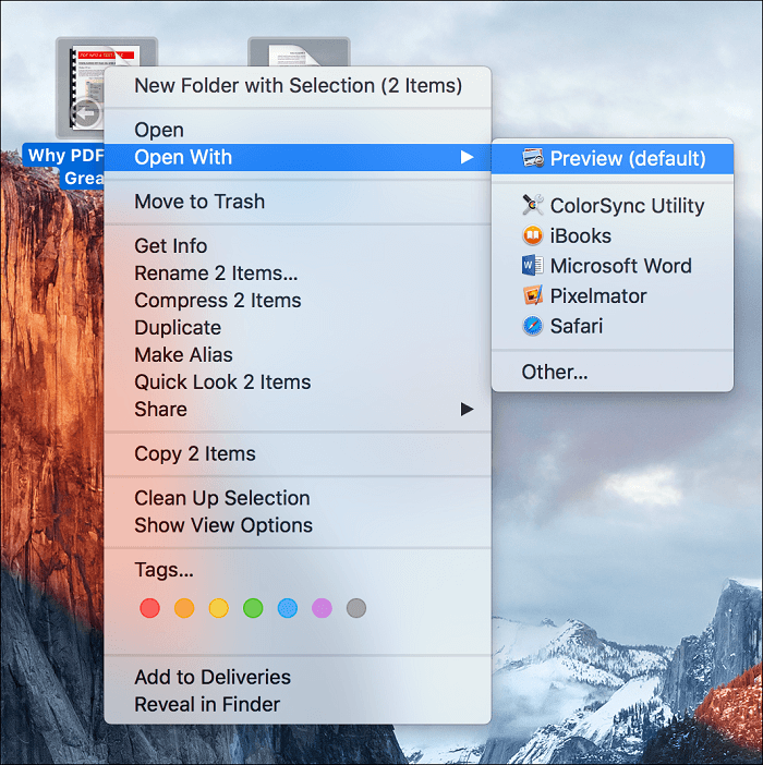 Open PDF with Preview