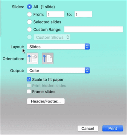 impostare layout in ppt su mac