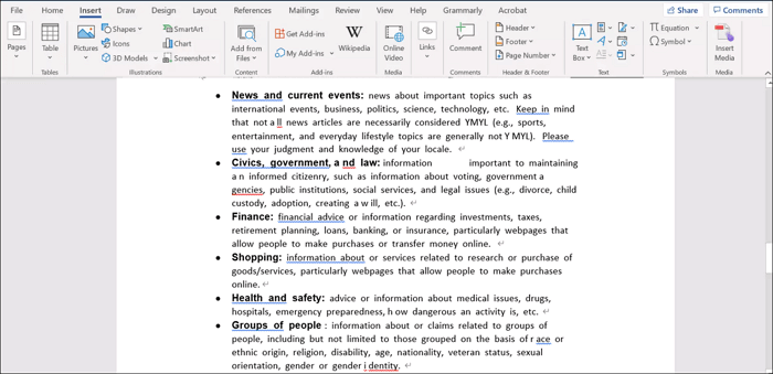 inserimento di pdf completato in word