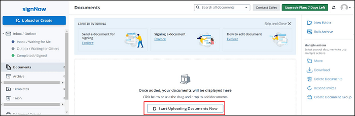 Carica il PDF in signNow