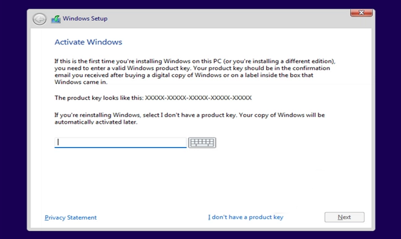 enter the product key